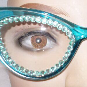 3.50 CATEYE RHINESTONE READING GLASSES LAKE BLUE